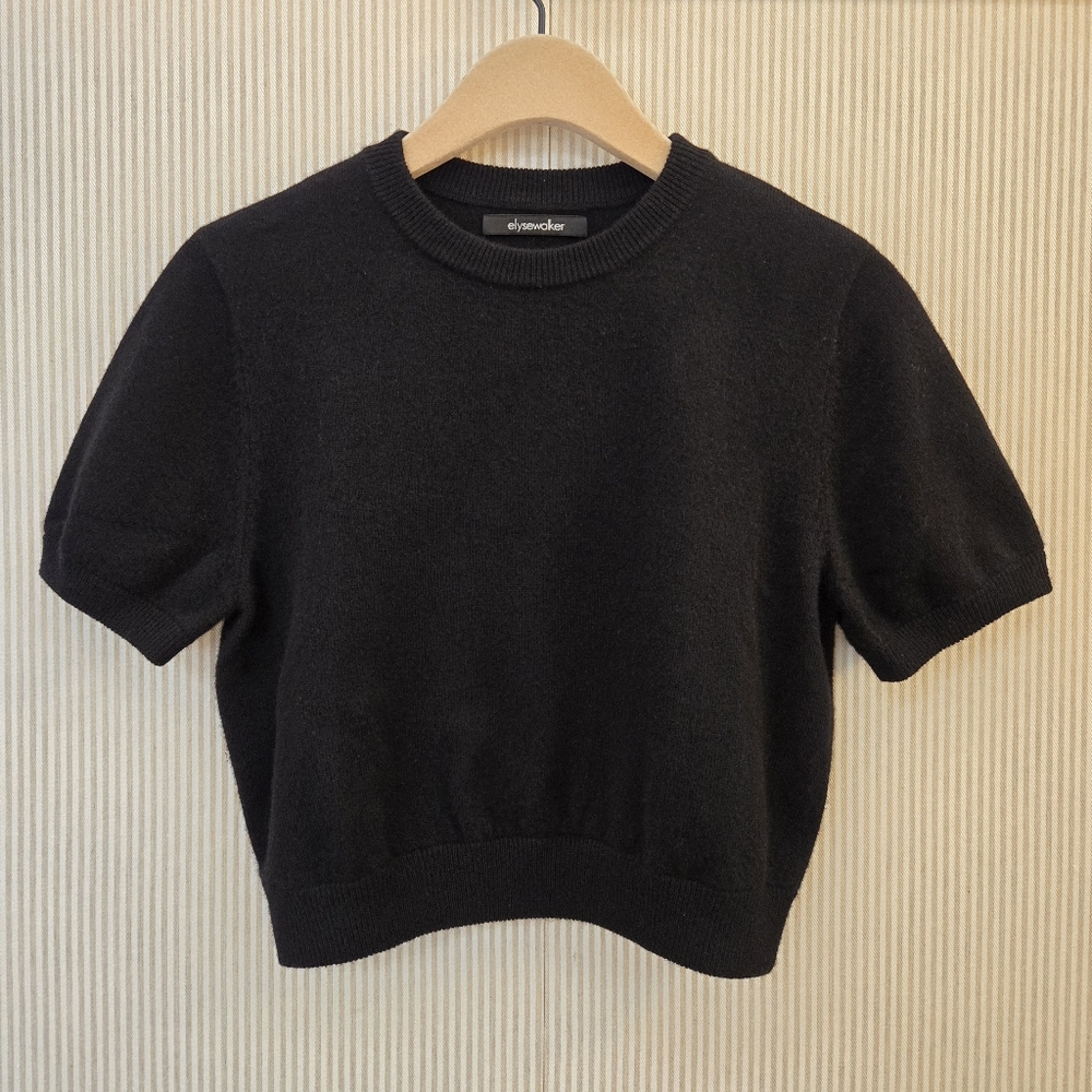 Elysewalker Dixie Short Sleeve Sweater, Black, S